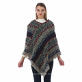 Winter Cloak Women Soft Knitted Print Tassel Cardigan Capes Shawl Coat Ponchos National Wind Sweater Shawl Elegant Cape Poncho